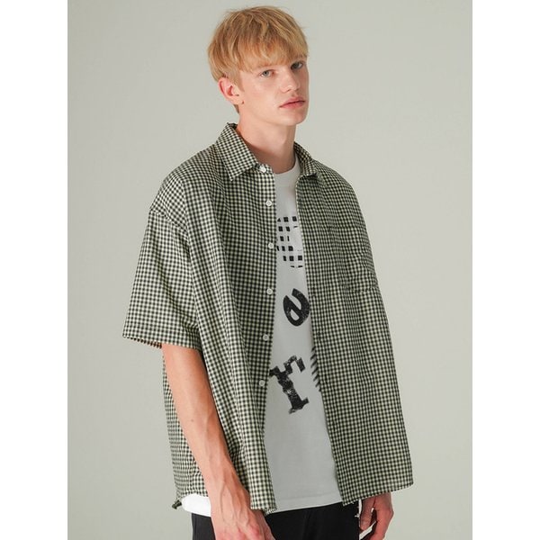 딩키 체크 반팔셔츠 블랙 HSSS7806