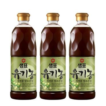  샘표 유기농 자연콩간장 860ML X 3