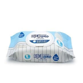 60매 캡형 변기에 물에녹는 물티슈 화장실 수세식 세정 버리는 간편 대용량