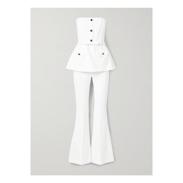 스트랩리스 벨트 장식 스트레치 크레이프 점프수트 화이트 1647597350558758