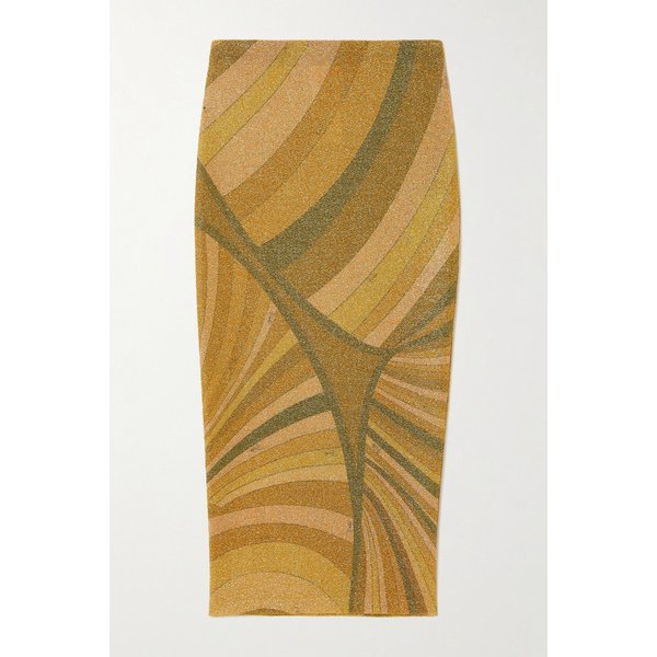 프린트 메탈릭 저지 미디 스커트 46376663162932367