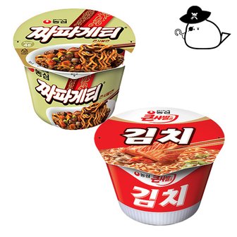 농심 선물) 농심 짜파게티 큰사발 123g 8입+김치 큰사발 112g 8입