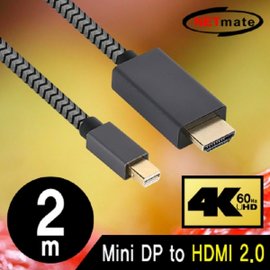 엠지솔루션 NETmate NMC-MH02A Mini DisplayPort 1.2 to HDMI 2.0 케이블 2m