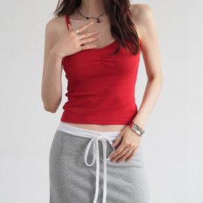 비비드 브이 셔링 끈 나시