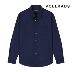 VOLLRADS 네이비 세미 오버핏  스판 솔리드 캐주얼셔츠VD1B40