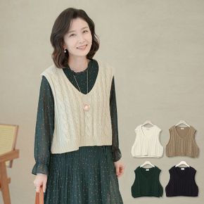 J30927 꽈배기 V넥 미니조끼 마담 중년옷 엄마옷_P319269485