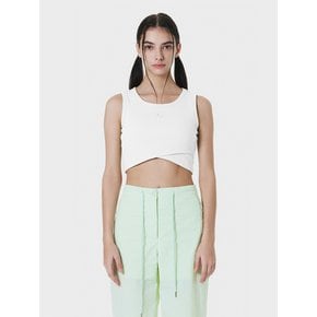 CROPPED CROSS WRAP SLEEVELESS TOP WHITE MBCSTO004WH