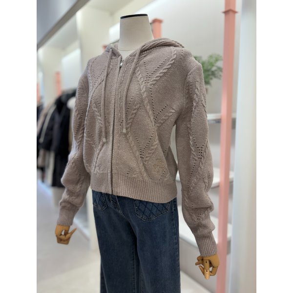 [여주점] 여성 케이블 후드 집업 울 니트(ITPBYCD980)