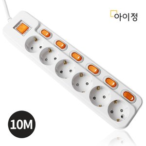 아이정 현대 개별 과부하차단 멀티탭 6구 10M