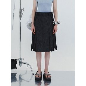 STRAIGHT MIDI SKIRT - DENIM BLACK