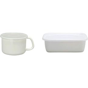 일본 노다호로 법랑 Nodahoro MS14M White Series Storage Container with Handle Stocker Round