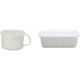  일본 노다호로 법랑 Nodahoro MS14M White Series Storage Container with Handle Stocker Round