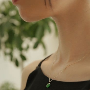 모던라이크 [ 모던라이크 / 본사 정품 ] 14k 금 14k 그린 쿼츠 수정 하트 펜던트