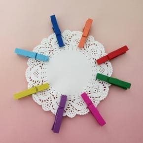 나무집게 우드 사진클립 10P mix 랜덤컬러 3.5cm
