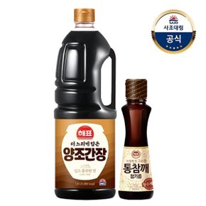 [사조대림] 더 느리게 담은 양조간장 1.8L x1개 +통참깨참기름 300ml x1개