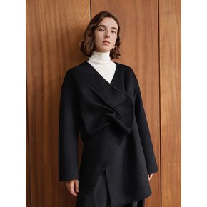 YY_Pleated wool mid-length coat