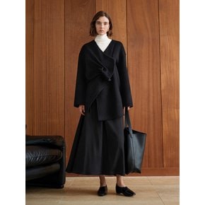 YY_Pleated wool mid-length coat