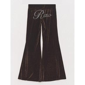 Cubic Logo Velvet Boots-cut Pants Brown