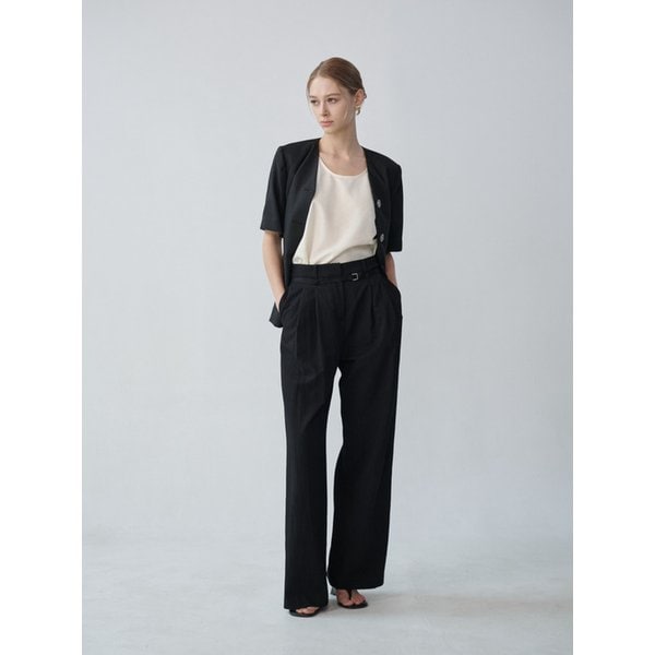 MODE Belt Two Tuck Slacks (Black)