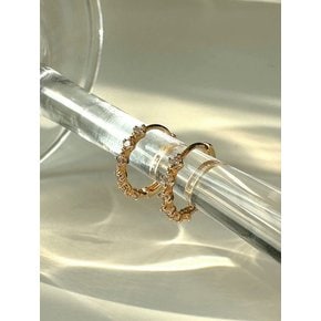 14k shine cubic one touch ring earrings(1 pair)