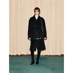 Alpaca half coat (Black)