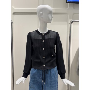 ZOOC (25년 봄) 쥬크 울 블렌드 시스루 블록 가디건 Z251KSL003KH