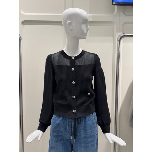 ZOOC (25년 봄) 쥬크 울 블렌드 시스루 블록 가디건 Z251KSL003KH