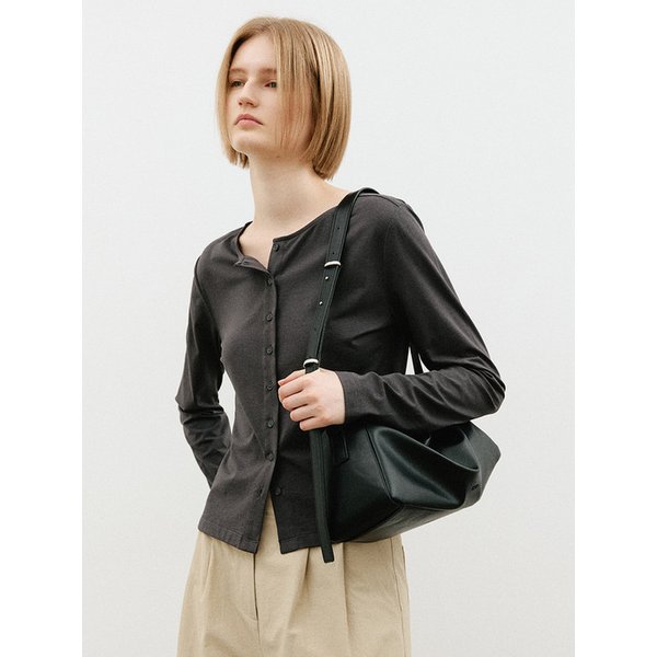 보트넥 오픈 버튼 긴팔 티셔츠_CHARCOAL