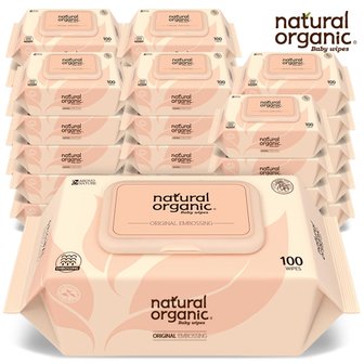 네츄럴오가닉 아기물티슈 오리지널 엠보싱 스마트캡형100매[30팩]