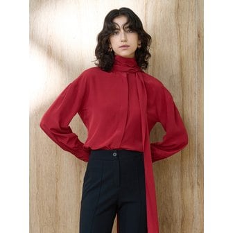코디너리 Scarf tie drop shoulder blouse - red