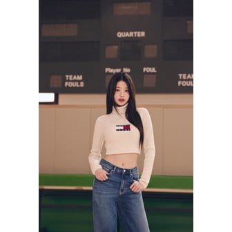 타미진스 [장원영PICK] 여성 멜란지 터틀넥 플래그 스웨터 T32E7KTO51TWT1 TOMMY JEANS