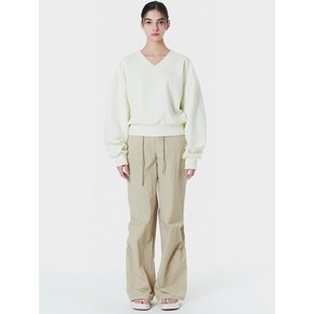 TWO-TUCK STRING SLIM WIDE PANTS BEIGE MBCSPA002BE