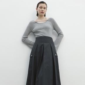 나인 LAUREN COTTON PLEATED SKIRT