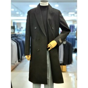 세이브존03 바쏘옴므 23FW 블랙 울 혼방 더블 코트 WSAGX4CD24AA (30098797)