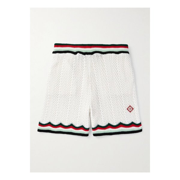 카사블랑카 스트레이트 스트라이프 크로셰 코튼 쇼츠 화이트 46376663162876158