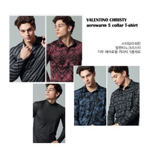 발렌티노 크리스티 에어로웜 기모 패턴무늬 카라티 4종+ 패턴무늬 하프넥 베이스레이어 1종 총 5종 세트