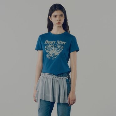 레이브 Heart After Graphic T-shirts in Teal Blue VW4AE100-A1