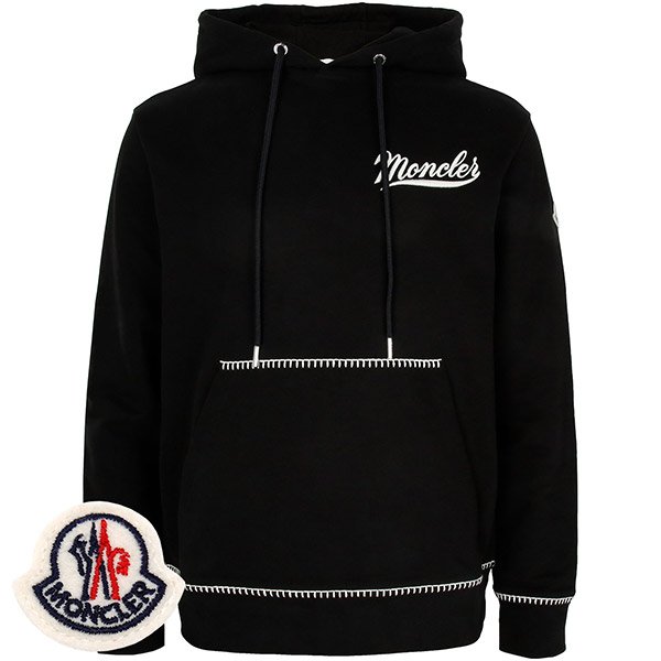 [부산점] 몽클레어 블랙 로고 자수 포켓 후드 스웨트셔츠 8G00002 899WC 999