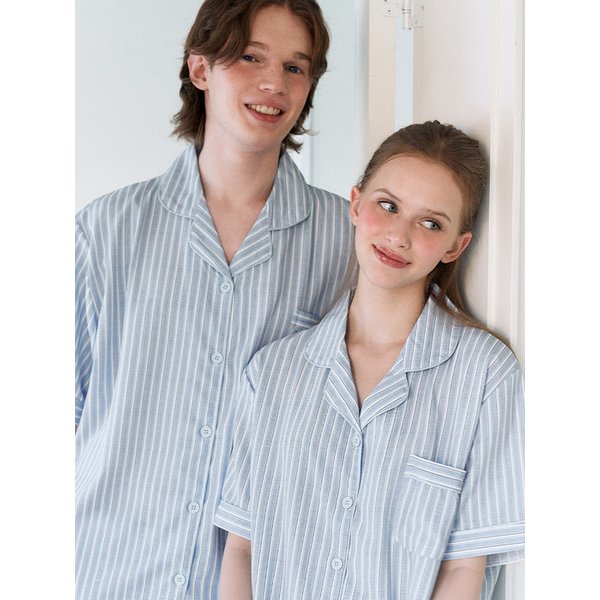 빌리지블루 반팔 커플 잠옷세트