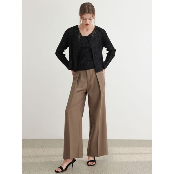 레아 핀턱 와이드 롱 슬랙스_1color