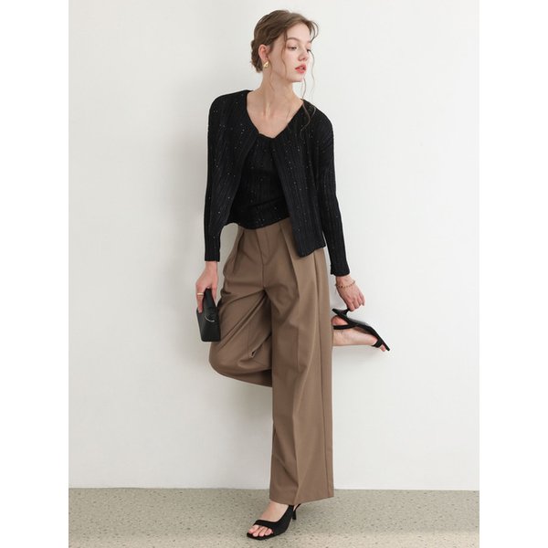 레아 핀턱 와이드 롱 슬랙스_1color