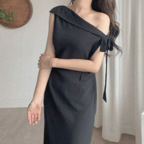 다이너 언발 오프숄더 리본 원숄더 프릴 셔링 머메이드 스판 A라인 롱 셀프웨딩.._P342835134