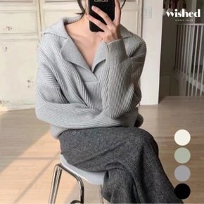 루즈핏 카라 데일리 하찌 긴팔 니트(WIACNT050)