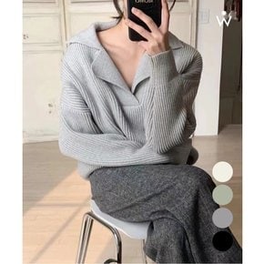 루즈핏 카라 데일리 하찌 긴팔 니트(WIACNT050)