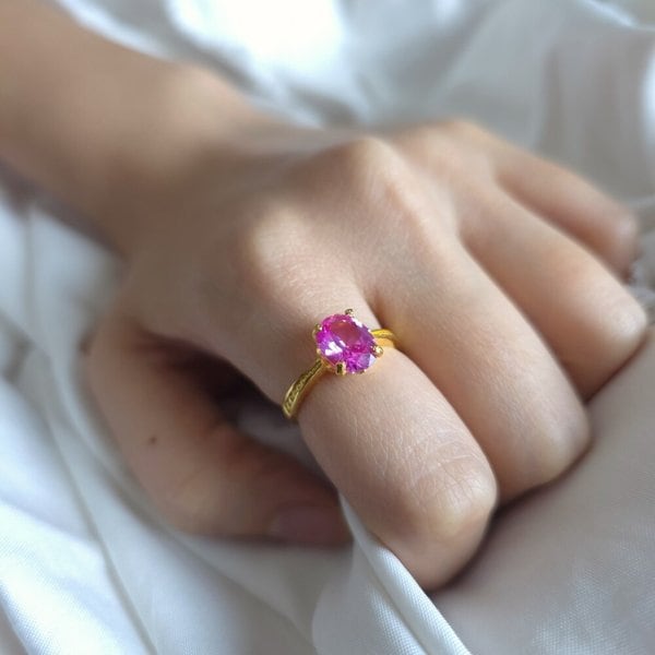 [가앤] 24k순금 핑크 스톤 반지 3.75g