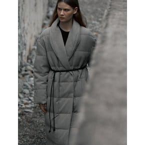 WOOL SHAWL COLLAR GOOSE DOWN LONG COAT