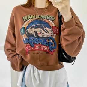 홀스프린팅쭈리 크롭박스 맨투맨 긴팔티셔츠 가을데일리 빅사이즈 레터링나염 .._P437820272