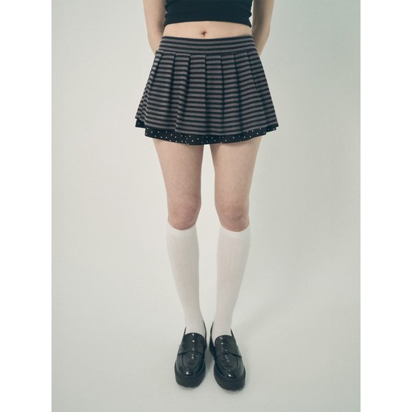 Stripe Layered Skirt Pants