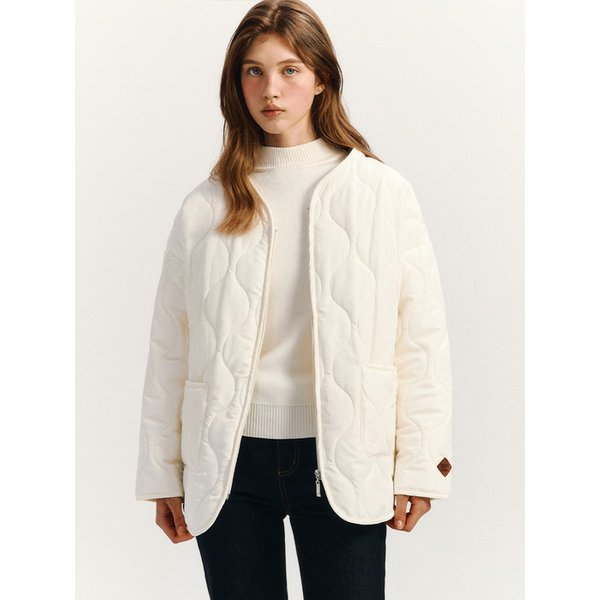 브이넥 물결 퀼팅 점퍼(MAFDPD02NIV)