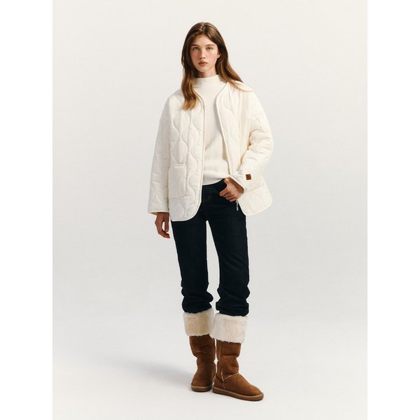 브이넥 물결 퀼팅 점퍼(MAFDPD02NIV)